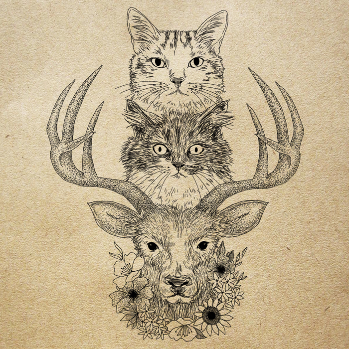 猫のおしゃれでポップな細密画ペンイラスト Orie S Art Work 猫のおしゃれでポップな細密画ペンイラスト Orie S Art Work