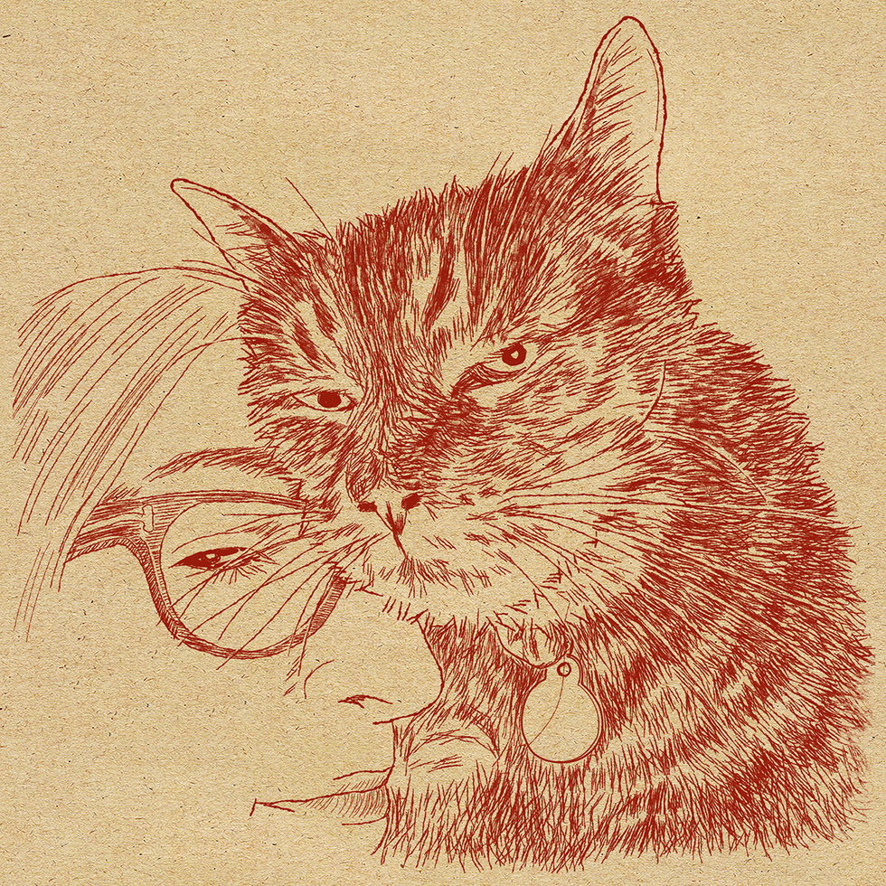 猫と飼い主のイラスト・絵