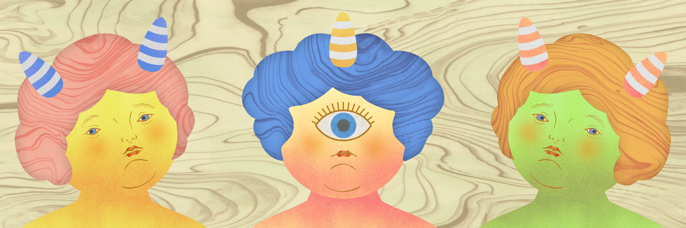 かわいいおしゃれ鬼、女イラスト