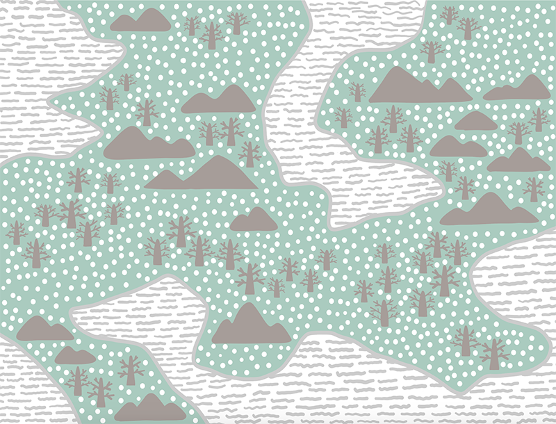 山、地図絵・北欧イラストテキスタイル