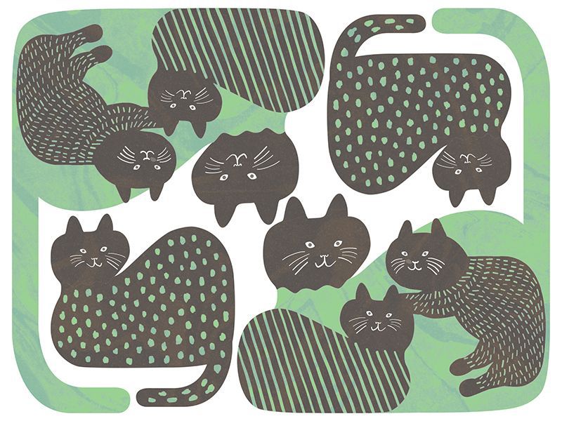 猫の絵・北欧イラストテキスタイル