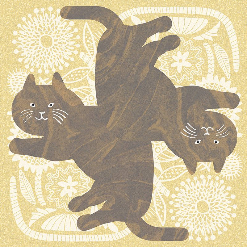 猫の絵・北欧イラストテキスタイル