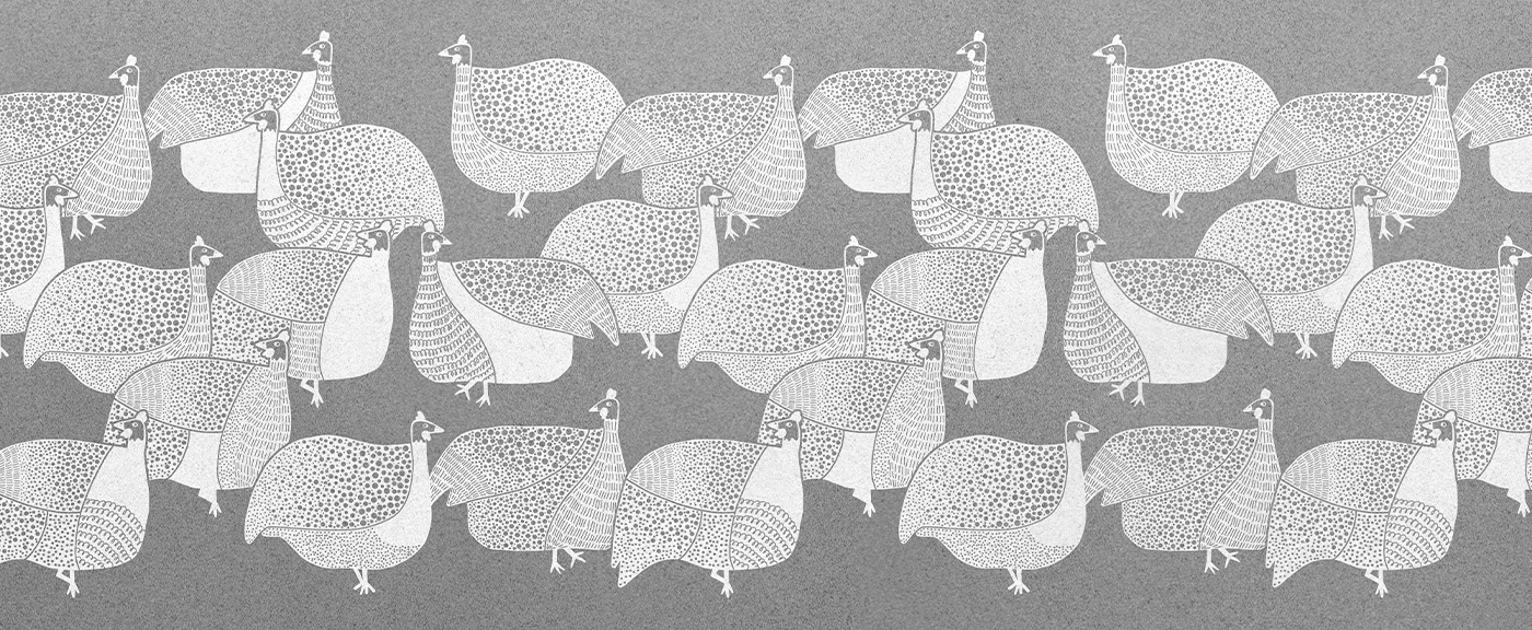 北欧テキスタイルデザイン【ホロホロ鳥】のイラスト