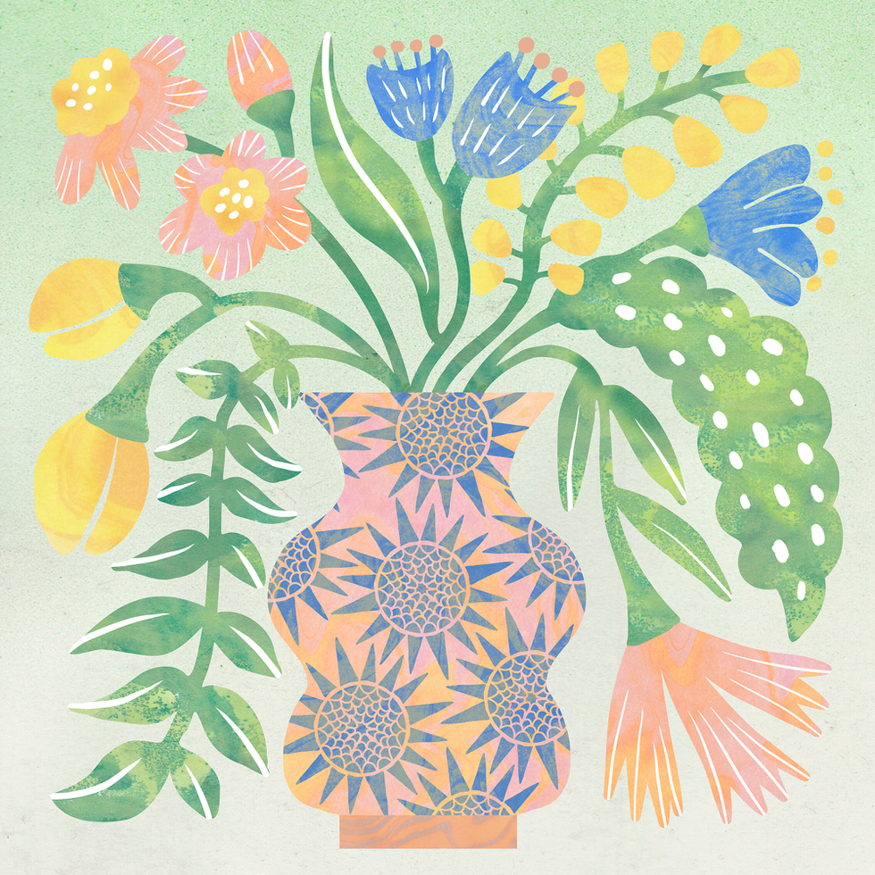 花瓶の花イラスト北欧デザイン