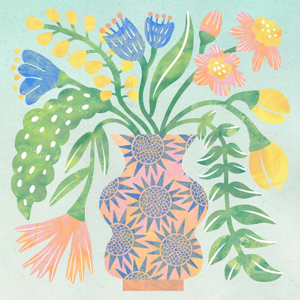花瓶の花イラスト北欧デザイン