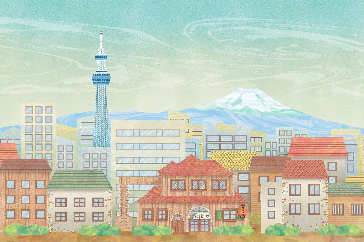 TBSドラマにじやの朝イラスト