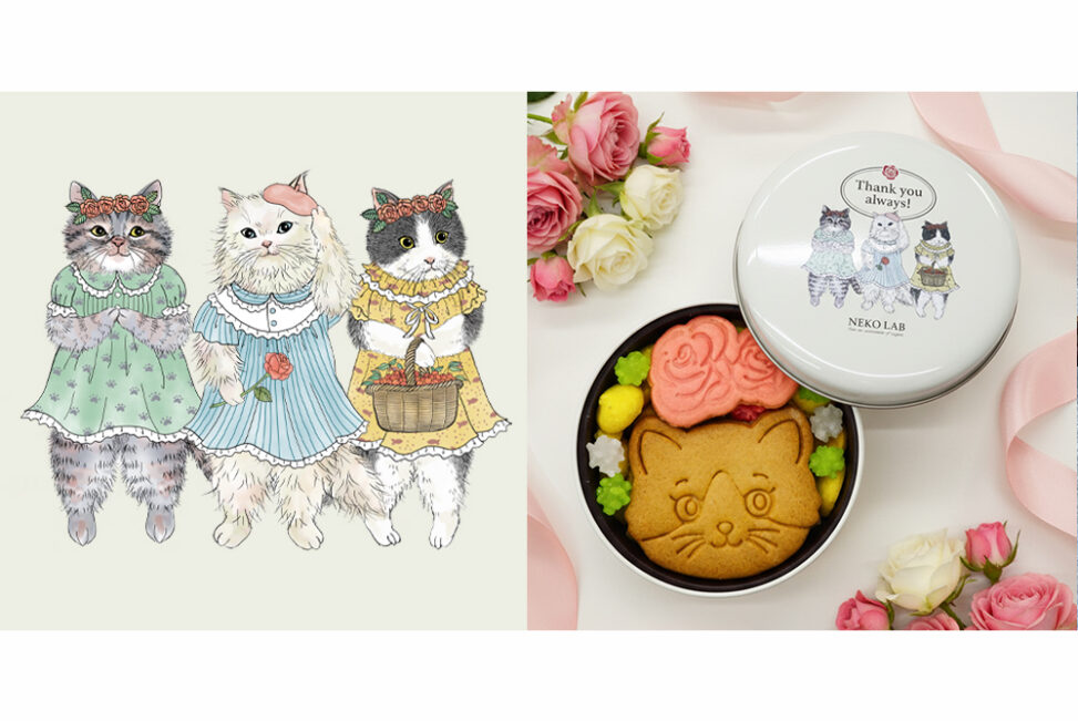 NEKOLAB2026春クッキー缶 猫イラスト by 365Cat.Art